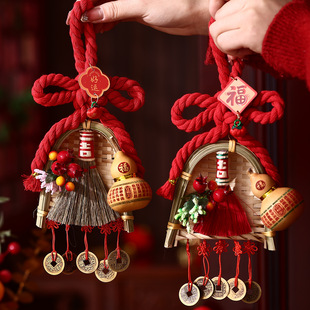 2026马年葫芦万字结扫把挂件客厅过年入户门把手挂饰新年装饰品