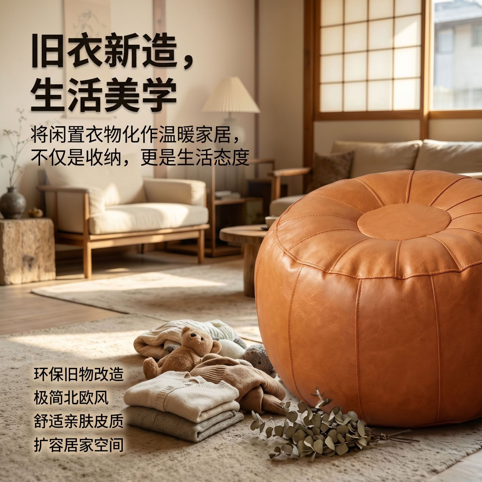 北欧风南瓜皮墩收纳坐凳