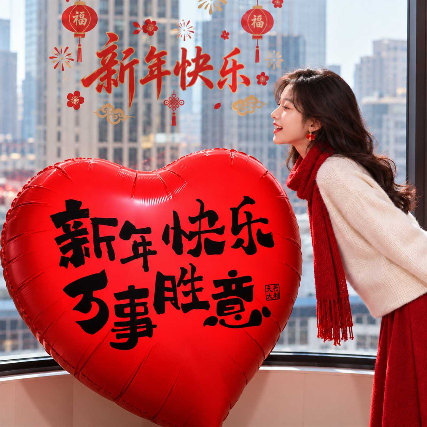 2027春节爱心铝箔气球