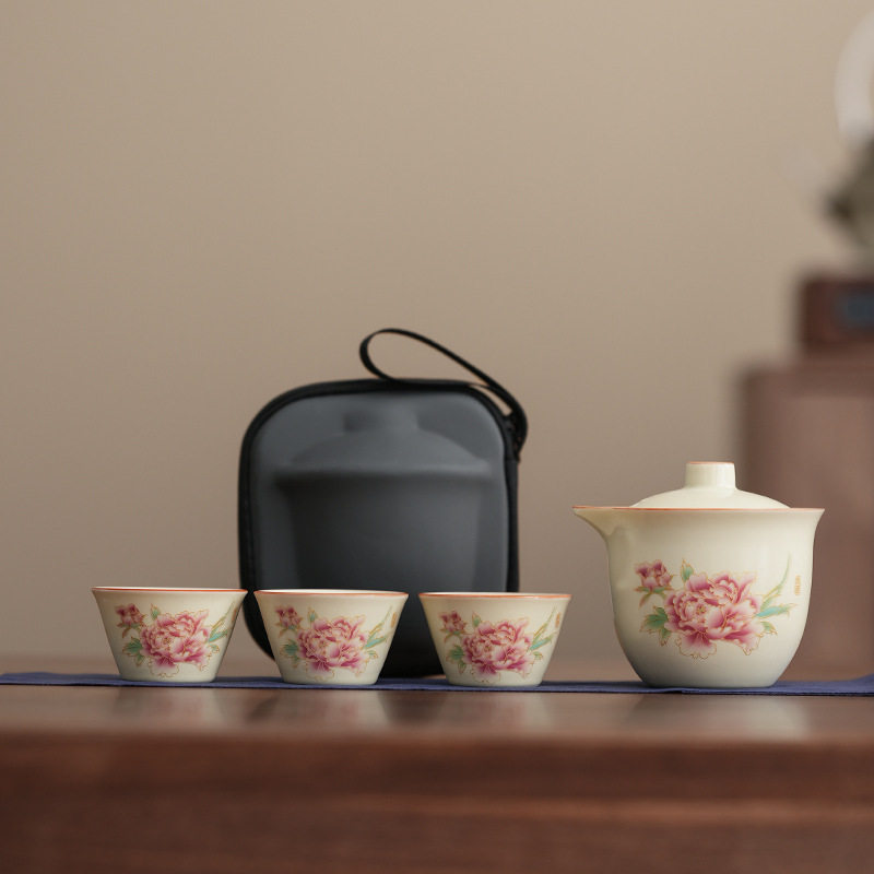 清韵汝窑牡丹功夫茶具