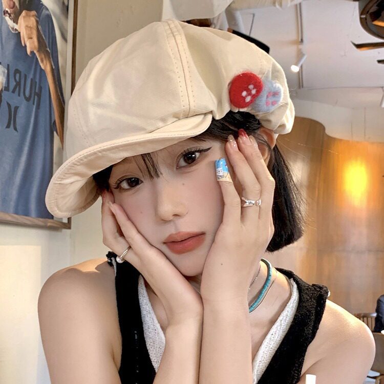 日系复古棉麻贝雷帽46