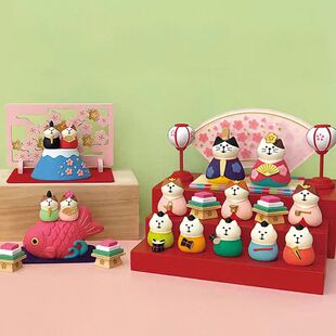 饰工艺品礼物 zakka杂货女儿节女孩节办公家居桌面摆件装 日式 猫