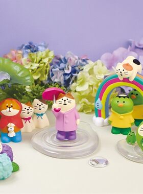 梅雨季雨伞猫彩虹猫树脂公仔