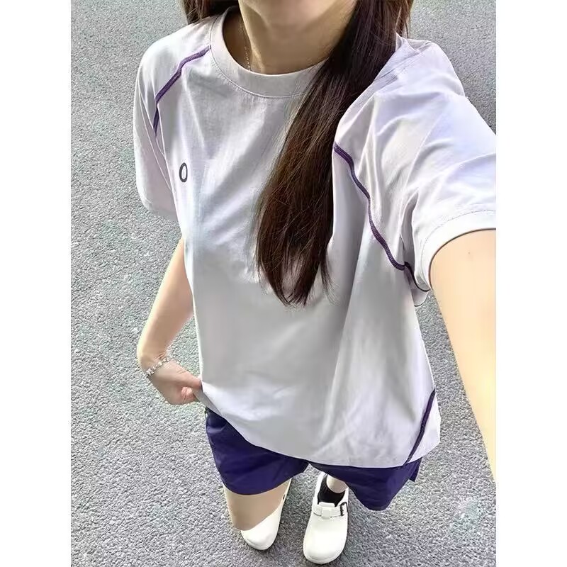 粉紫色冰丝速干t恤男女夏季薄款户外骑行运动短袖凉感透气半截袖
