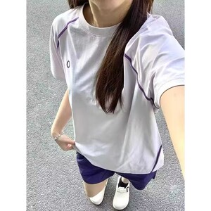 粉紫色冰丝速干t恤男女夏季薄款户外骑行运动短袖凉感透气半截袖