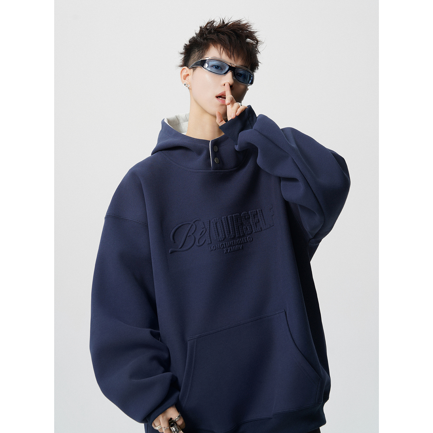 连帽卫衣男女美式潮牌重磅字母钢印情侣卫衣2025新款宽松帽衫外套