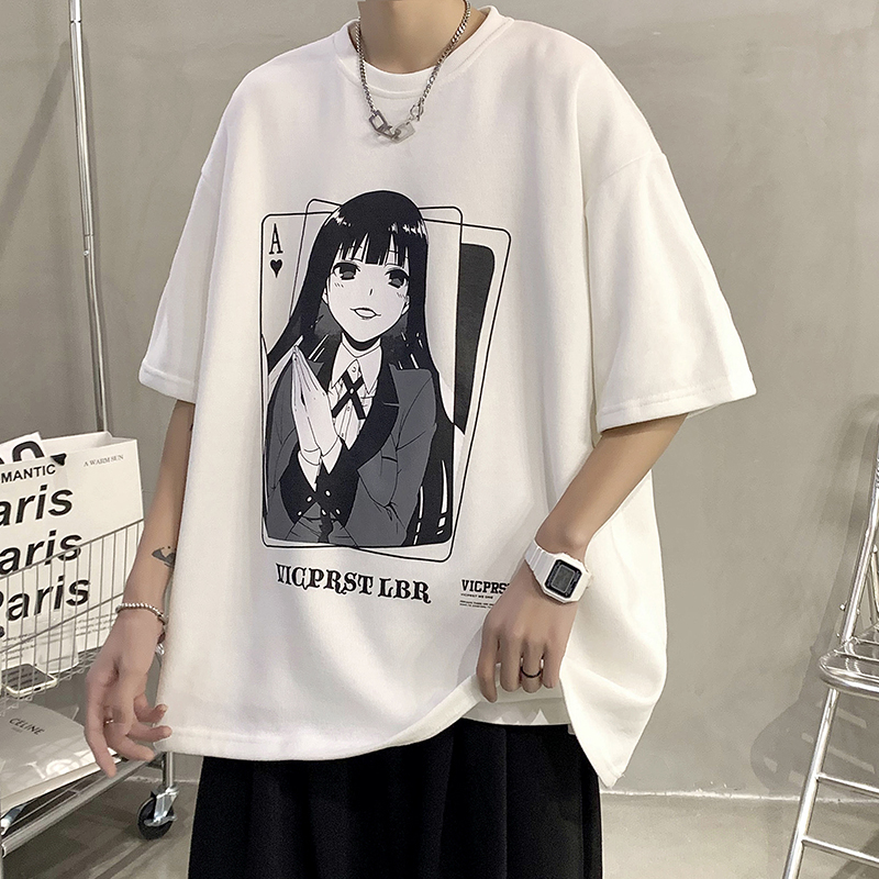 日系动漫短袖t恤oversize男女学生chic港风vintage夏季半袖上衣