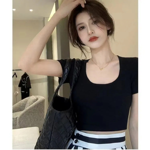 辣妹上衣韩版ins高腰修身打底衫打底衫女春秋内搭长袖t恤上衣