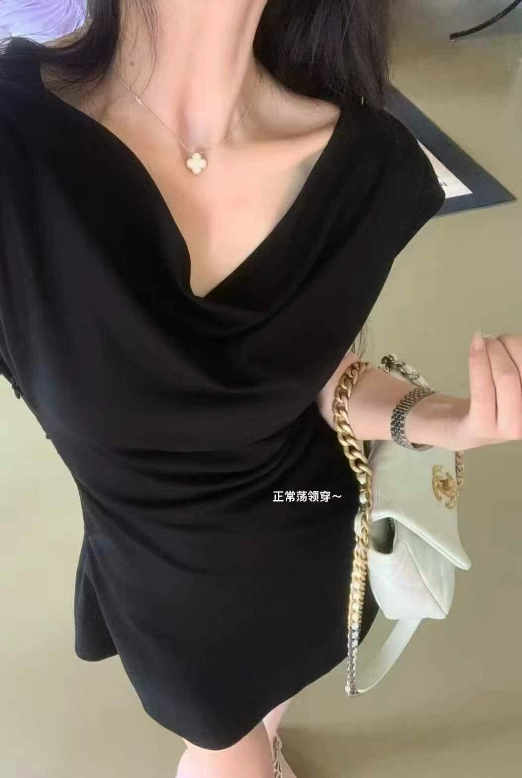 夏季新款黑色斜肩设计感收腰显瘦连衣裙女高级感辣妹裙子时尚洋气