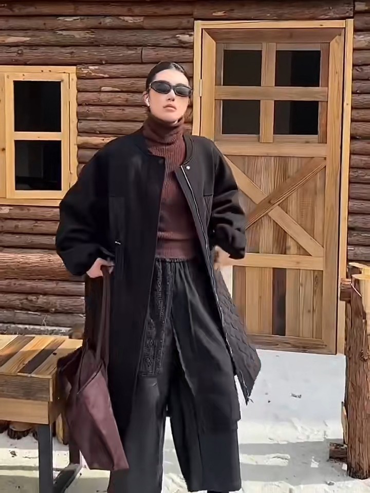 韩版宽松休闲阔版外套女中长款压棉大衣抽绳收腰显瘦棉服百搭洋气