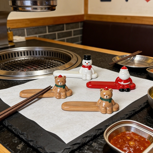 可爱小熊雪人圣诞老人造型餐具架筷子架卡通装饰收纳摆件
