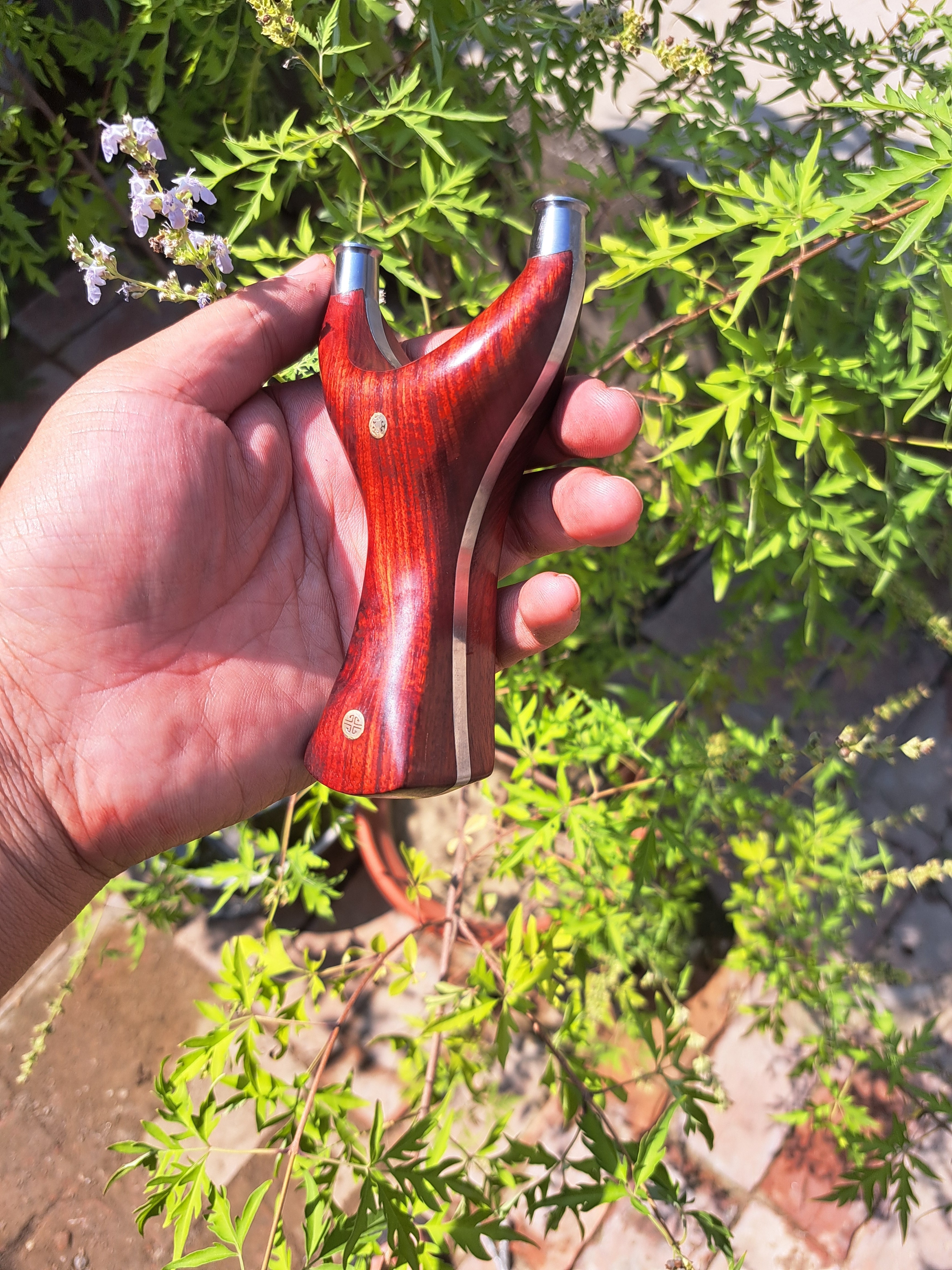 小叶紫檀钛合金贴片飞虎弓纯手工反曲飞虎户外弹弓老料纯钛精准弓