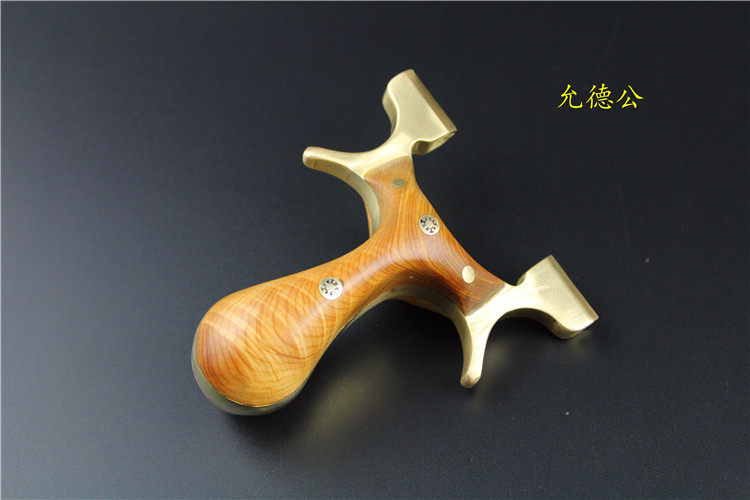 太行崖柏满水波纹贴片黄铜线切割弓坯手工弹弓户外扁皮筋竞技弹弓