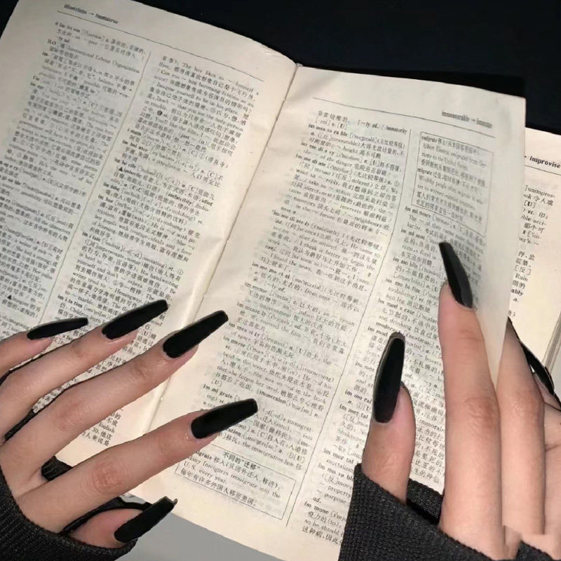 纯黑色磨砂穿戴甲长T欧美辣妹
