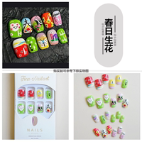mini short series cute nail stickers Soft and adorable Instagram playful detachable student wearable false nail pads thumbnail 3