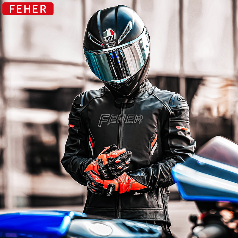 FEHER修身防摔休闲赛车皮衣男
