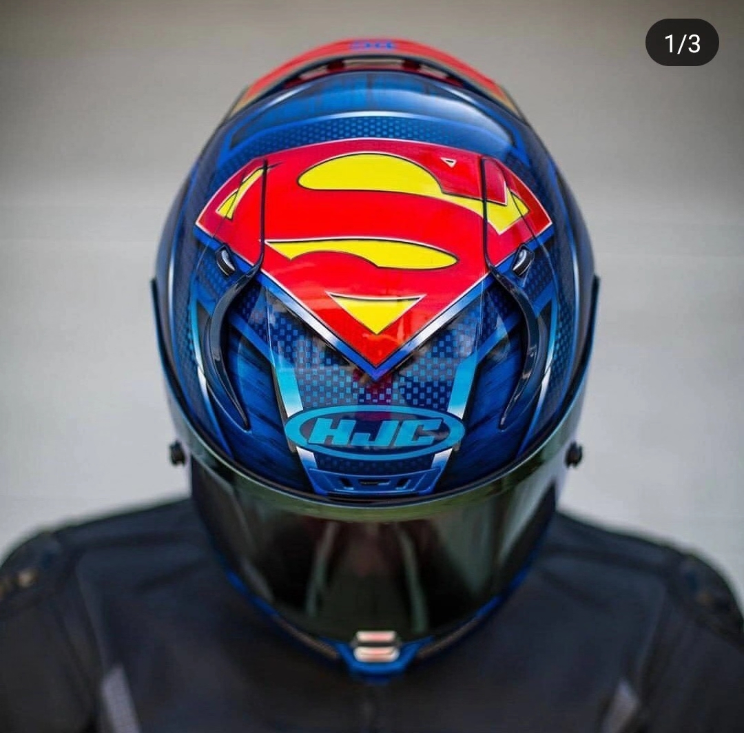 hjc摩托机车小丑超人碳纤维头盔