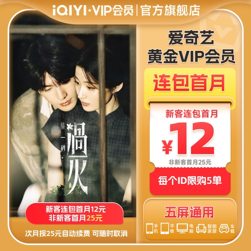 【连包月卡】爱奇艺黄金vip会员直充爱奇艺月卡 《这一秒过火》