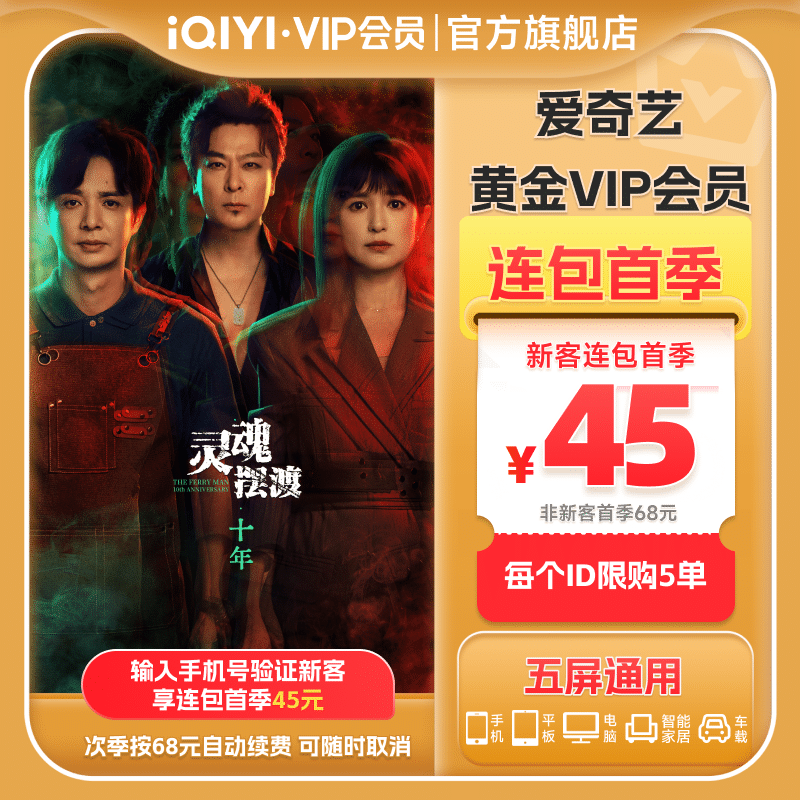 【连包季卡】爱奇艺黄金vip会员3个月季卡会员 灵魂摆渡·十年