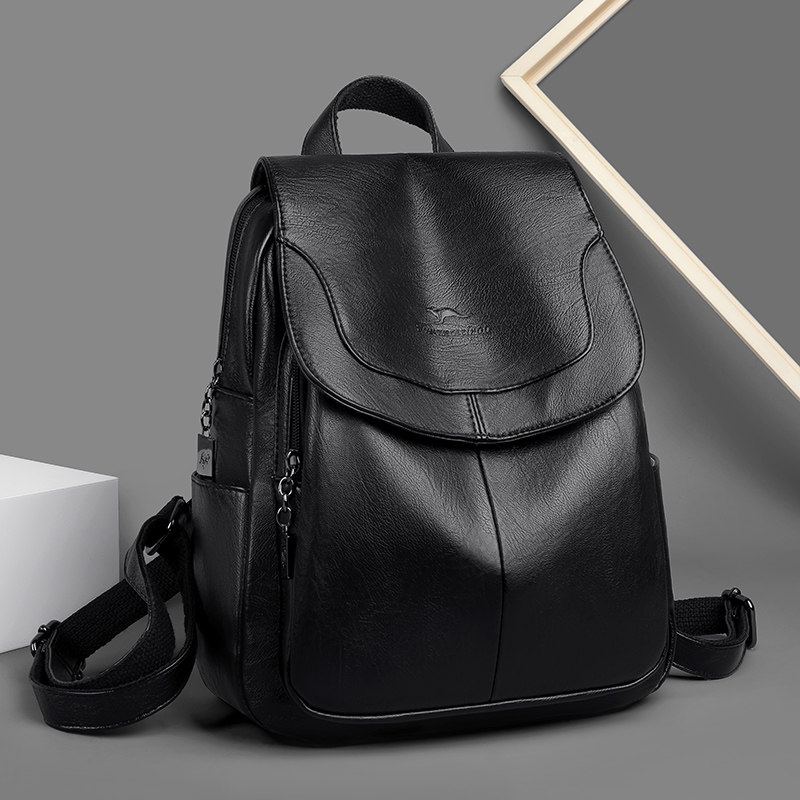 真皮质感双肩包女2026新款韩版大容量软皮妈妈背包时尚轻便旅行包