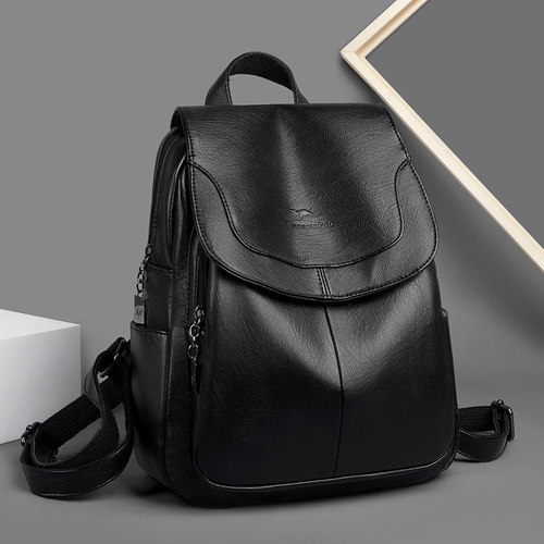 简约百搭大容量妈妈双肩包软皮包