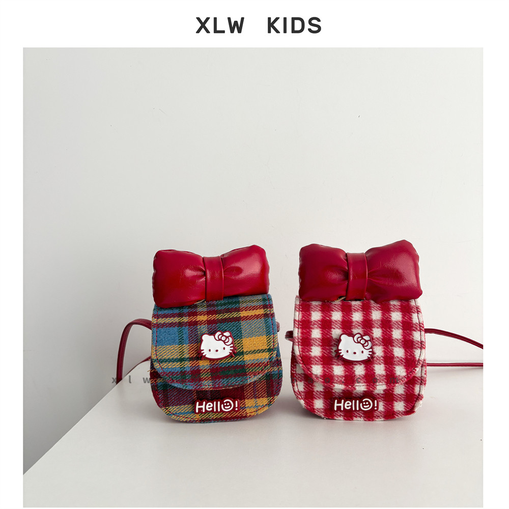红色新年款儿童包韩系格纹猫咪迷你马鞍包蝴蝶结女童斜挎包零钱包,玩具/童车/益智/积木/模型,斜挎包/拎包/腰包,淘宝优惠券,粉丝福利购,淘宝优惠卷