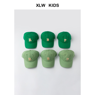 绿色系~春夏韩国纯色字母宝宝鸭舌帽子男童女童遮阳帽儿童棒球帽
