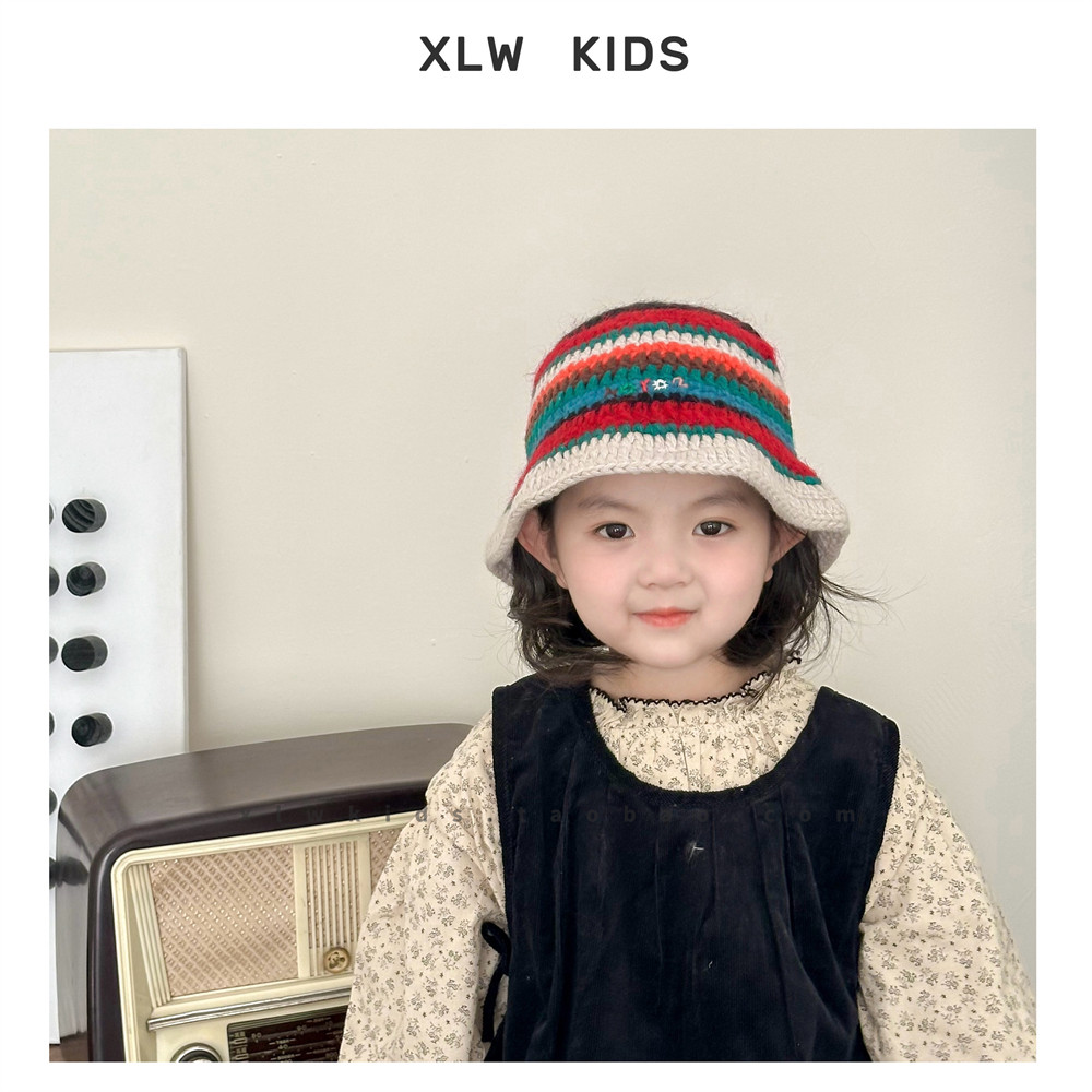 日系复古花朵手工针织儿童渔夫帽男女秋冬季甜美百搭宝宝毛线帽子,童装/婴儿装/亲子装,帽子,淘宝优惠券,粉丝福利购,淘宝优惠卷