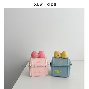 ins风链条包网红儿童斜挎包可爱蝴蝶结女童单肩包百搭公主零钱包