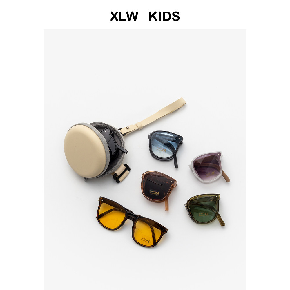 可折叠韩国儿童太阳镜个性方框渐变色宝宝防晒眼镜男童女童墨镜潮