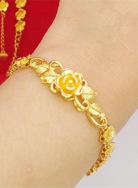 香港正品沙金手链女时尚玫瑰手串