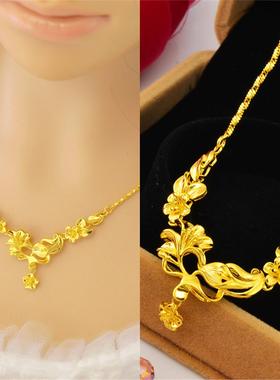 网红轻奢黄金色锁骨链仿真金项链