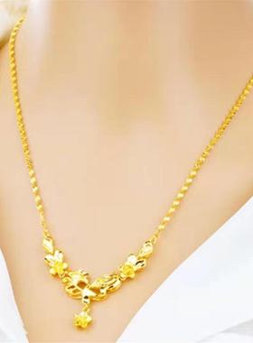 真金色优雅郁金香沙金项链女婚庆