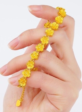 香港真金色爱心手串转运珠手链女