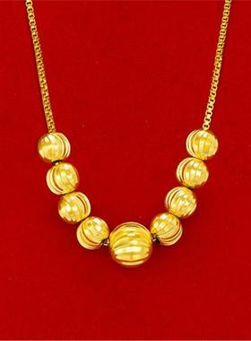 香港转运珠沙金项链女百搭经典