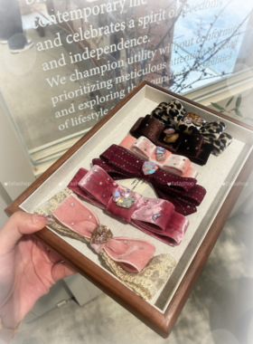 FAFA原创韩国发饰施华洛星光丝绒蝴蝶结弹夹