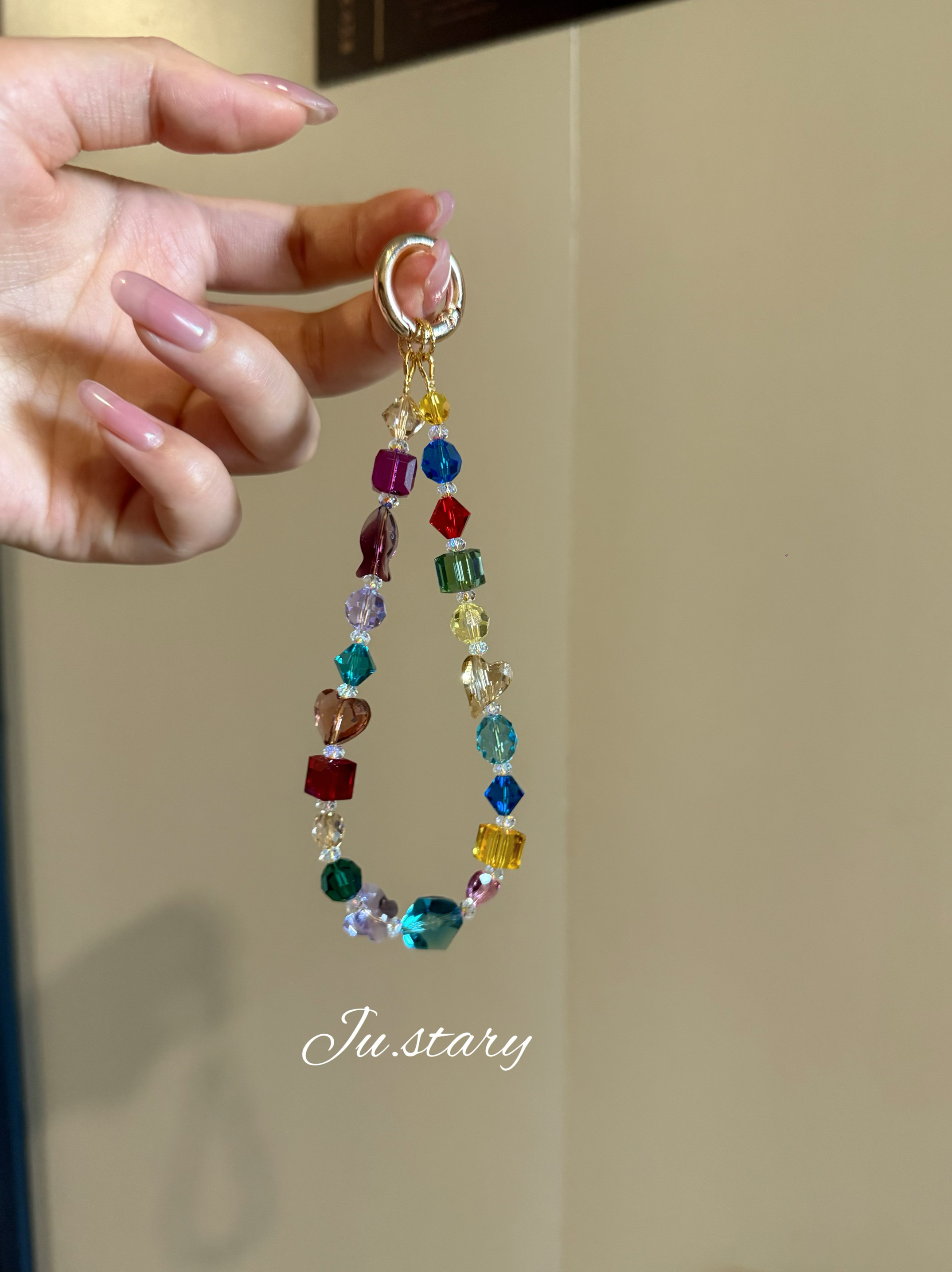 施华洛水晶手机链女ins时尚小清新冰透水晶手腕串珠手机挂件