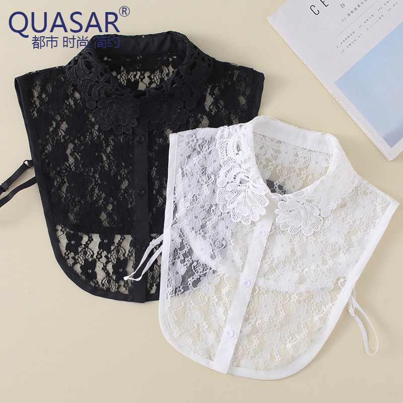 新款韩版黑白蕾丝春秋冬季假衣领