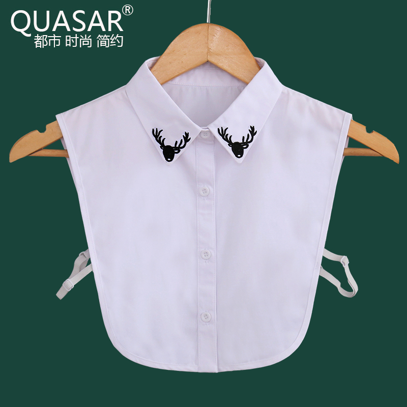 小鹿quasar简约刺绣包邮假领子