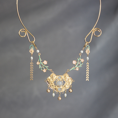 原创璎珞金色项圈古风古装春夏款汉服配饰古典项链 平安锁