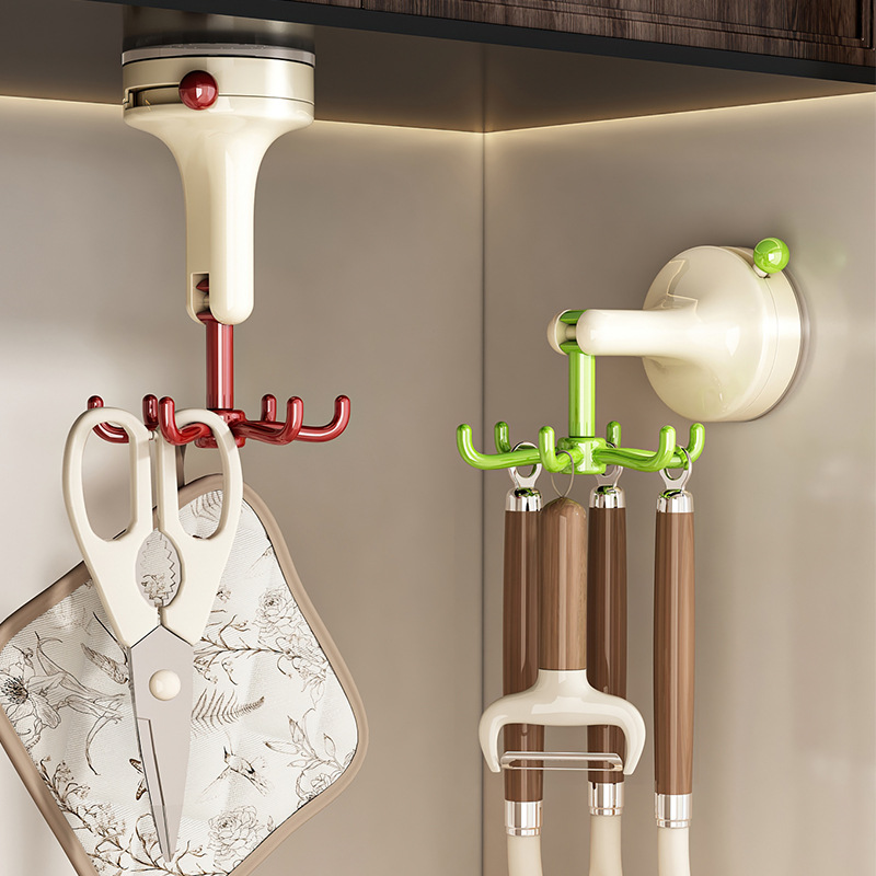 吸盘六爪旋转挂钩免打孔强力承重