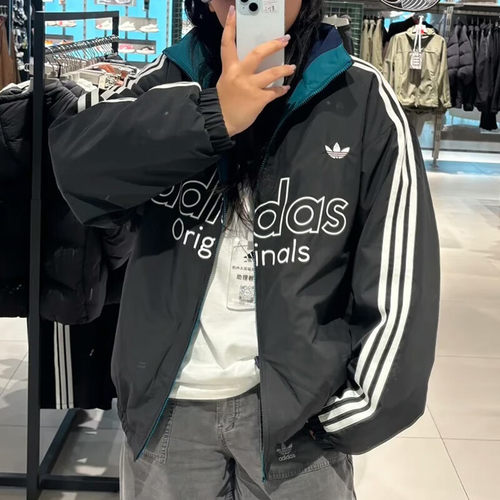 阿迪达斯三叶草男款双面穿棉服