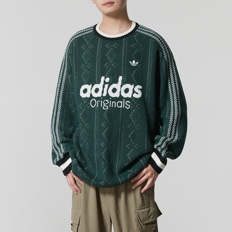 阿迪达斯三叶草情侣款针织衫