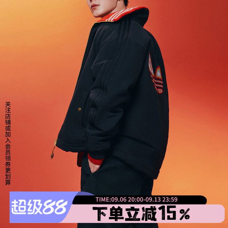 阿迪达斯三叶草男装2026春季新款双面穿保暖运动棉服外套KT0639