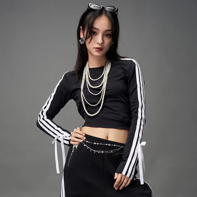 阿迪达斯女装2026春季新款DANCE LS TEE1三条纹蝴蝶结修身长袖T恤,运动服/休闲服装,运动T恤,淘宝优惠券,粉丝福利购,淘宝优惠卷