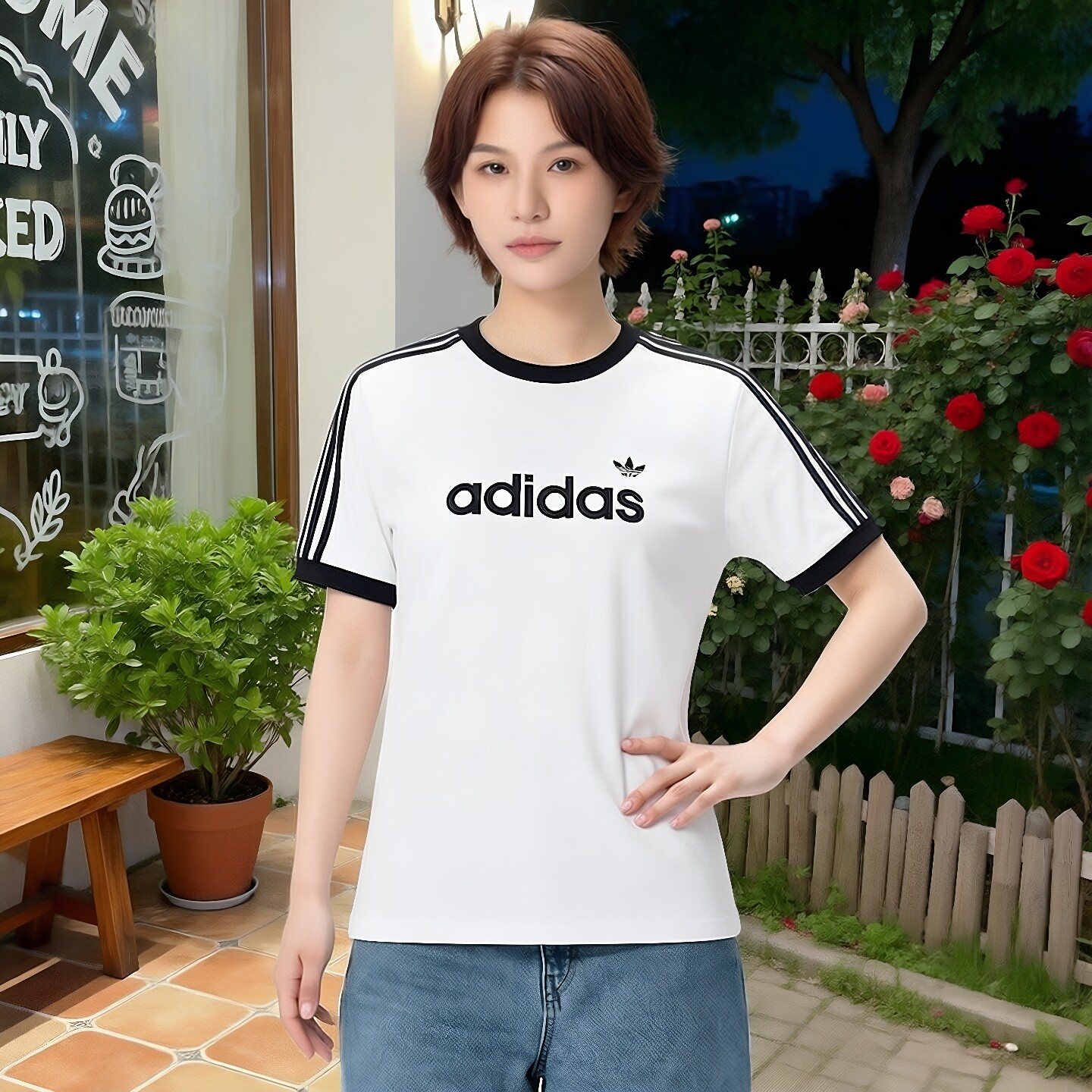 阿迪达斯三叶草女装2026夏季新款舒适纯棉简约运动短袖T恤HZ9541