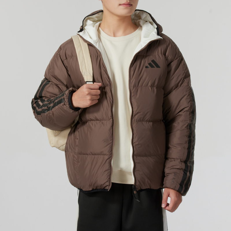 阿迪达斯连帽男装连帽羽绒服