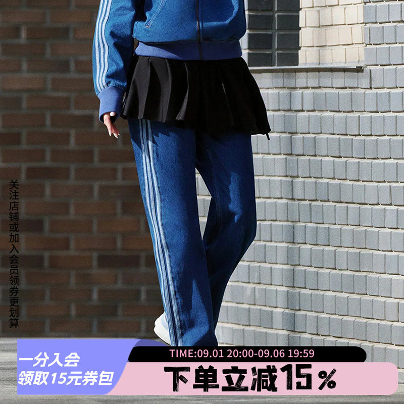阿迪达斯男款宽松复古牛仔裤图片