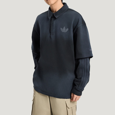 阿迪达斯三叶草男款假两件长袖