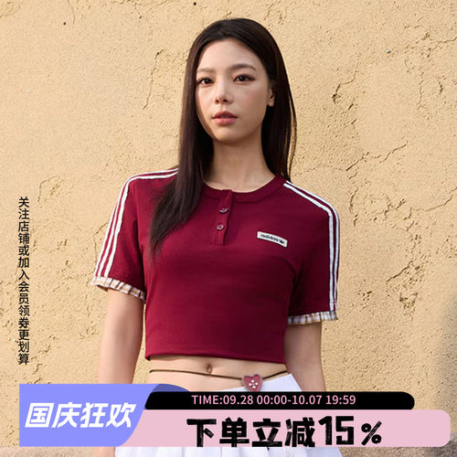 阿迪达斯三叶草女款修身运动短袖